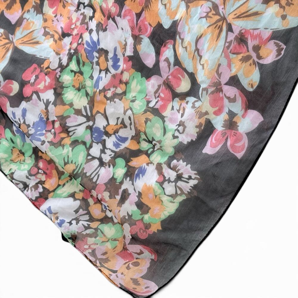 Natasha Couture Polyester Mulitcolored Sheer Floral Heart Scarf Wrap 52" x 51" - Picture 6 of 8